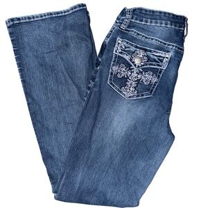 ND Weekend Jeans Womens 10 Blue Dark Wash Embellished Cross‎ Bootcut Stretch